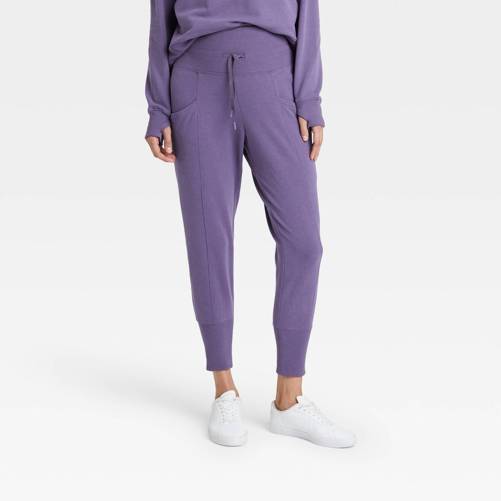 Women's French Terry High-Rise Jogger Pants 25.5" - All in Motion Power Purple (L
