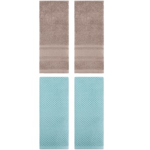 REGALWOVEN 4 Pcs Cotton Soft Absorbent Waffle Hand Towel for Bathroom - 1 of 4