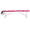 vidaXL 4-Zone Foldable Massage Table Aluminum White and Pink - 3 of 4
