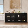 70.8" Sideboard Buffet Cabinet, Mid Century Modern Accent Cabinet with 4 Doors, Wood Coffee Bar Media Console Credenza for Kitchen, Brown - 4 of 4
