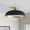 Modern Semi Flush Mount Ceiling Light, Black and Gold Dome Fixture, LED Contemporary Bedroom Kitchen Lighting - 3 of 4