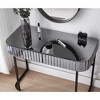 Gulches 39" Gray Mirrored Makeup Vanity Table - Stainless Steel Base, 2 Drawers, Versatile Console Desk for Bedroom & Office, Dressing Table - 4 of 4