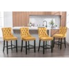 Ridstar Set of 2 Contemporary Barstools with Button Tufted Decoration and Wooden Legs For Apartment & Dining Room-Yellow - 4 of 4