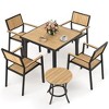 Pamapic 6-Piece Aluminum Outdoor Patio Dining Set with Square Table, Small Side Table and 4-Stackable Chairs - 4 of 4