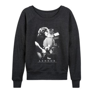 Women's - John Lennon - Lennon Guitar Lightweight French Terry Wide Neck Long Sleeve Graphic Shirt - 1 of 4