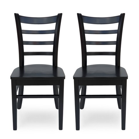 Set of 2 Prestage Farmhouse Wooden Dining Chairs Matte Black Christopher Knight Home