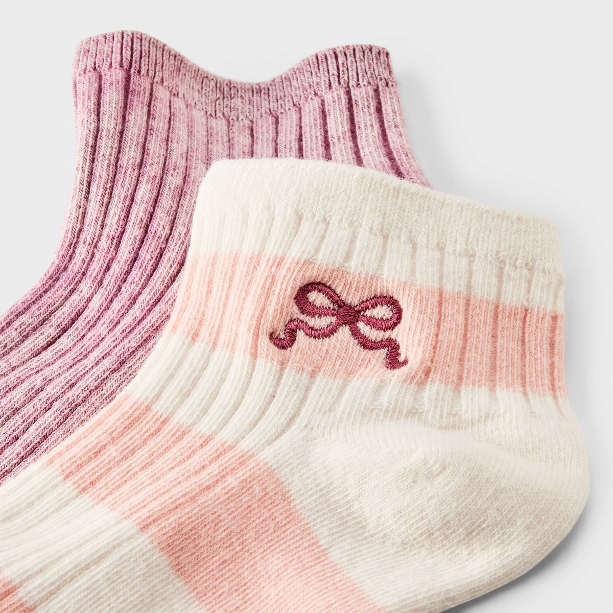 Girls' 2pk Ribbed Crew Socks - Cat & Jack™ - thumbnail 9