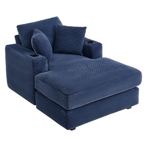 Hyleory Corduroy Chaise Lounge Chair Single Seater Recliner with Ottoman Modern Accent Chair for Living Room or Bedroom - 1 of 4
