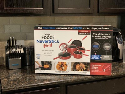 Ninja Foodi NeverStick Vivid Oven Safe All Range Non Stick 10.25 Fry Pan  with Cool Touch Silicone Handle, Crimson Red in 2023