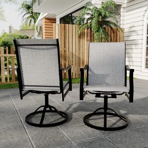 2PCS Outdoor Swivel Dining Chairs With Textilene Breathable Back, Patio Swivel Rocker Chairs for Poolside Lawn Garden - 1 of 4