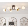 Dewdrop Modern 6-Light Semi Flush Mount Ceiling Light, Black and Gold Sputnik Chandelier with Globe Glass Shades for Living Room Bedroom Dining Room - 3 of 4
