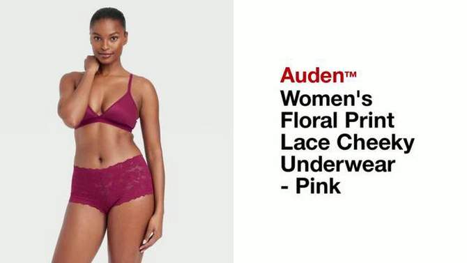 Women's Floral Print Lace Cheeky Underwear - Auden™ Pink, 2 of 8, play video