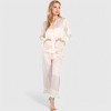 Anna-Kaci Lounge Women's Satin Pajama Set with Ruffled Cuffs and Button-Up Top - 3 of 4