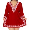 HAPPY BAY Women's Summer Holiday Mini Beachwear Bathing Suit Short Beach Dress Bikini Swimsuit Cover ups for Women Medium-Large Red Solid - 4 of 4
