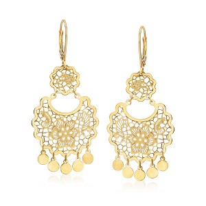 Ross-Simons Italian 14kt Yellow Gold Filigree Drop Earrings - 1 of 4