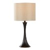LumiSource (Set of 2) Lenuxe 24" Contemporary Metal Table Lamps Oil Rubbed Bronze with Natural Linen Shade from Grandview Gallery - 3 of 4