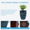 SpassWay 17" Dia Outdoor Indoor Ceramic Planter Pot Decorative Planter with Drainage Hole Patio Flower Pot - 4 of 4