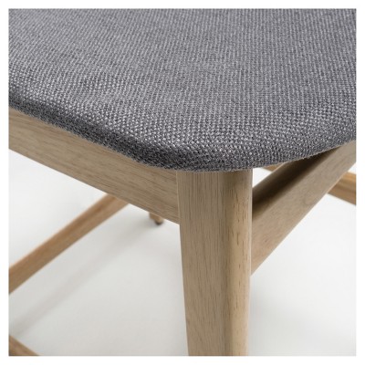 Set of 2 Dark Gray and Natural Oak Counter Height Barstools