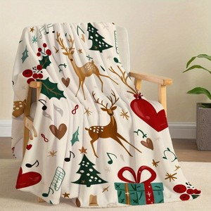 Lomsoe Soft & Comfortable Christmas Themed Flannel Throw Blanket, All-season Bed/Sofa Throw for Office, Gift, Camping & Travel. - 1 of 4