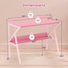 Costway Home Office Desk with Monitor Stand, Open Shelf & Metal Frame, Earphone Hook White/Brown/Black/Pink - 3 of 4