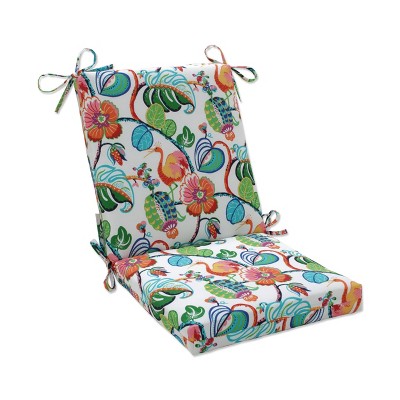 36.5" x 18" Outdoor/Indoor Squared Chair Pad Tropical Fete Multi Green - Pillow Pad