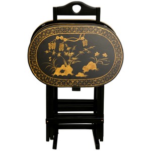 Rosewood TV Tray Set - Oriental Furniture - 1 of 3