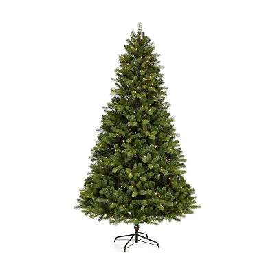 NOMA CTI1515597 7-Foot Durand Pine Artificial Pre-Lit Holiday Christmas Tree with 400 Warm White LED Lights, 1,336 Branch Tips, & Metal Stand, Green