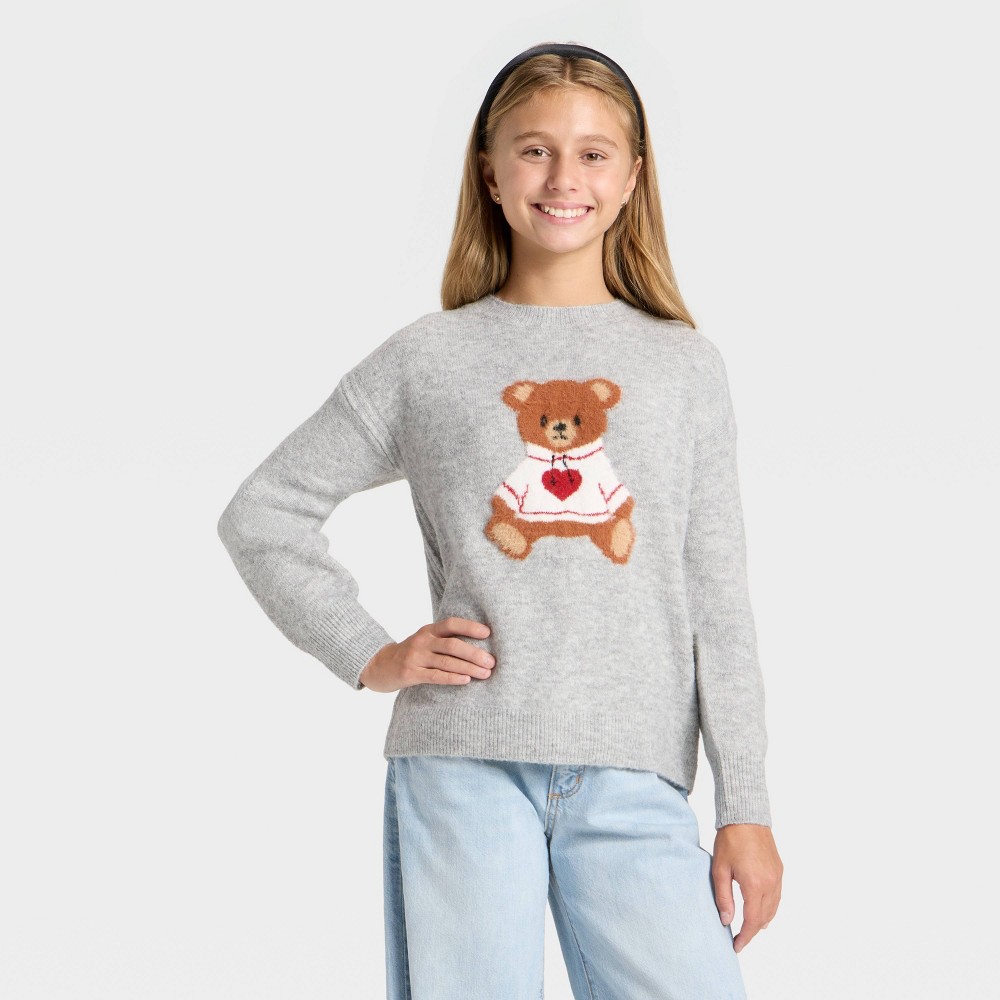 Girls' Graphic Novelty Sweater - art class™ Gray S