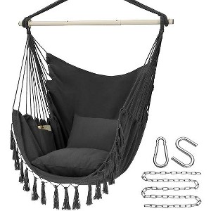 SweDrea Dark Grey Large Macrame Hanging Chair with Pocket - 1 of 1
