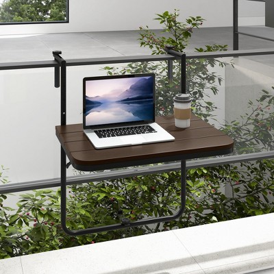 Adjustable Folding Dark Brown Metal and HIPS Hanging Table
