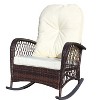 Gulches Outdoor Wicker Rocking Chair  Brown Rattan Chair with Thick Beige Cushions, Steel Frame for Patio Garden Backyard - 4 of 4