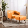 Accent Chair with Ottoman Modern Barrel Chair Footrest Mid Century Upholstered Armchair for Living Room Bedroom Office - 2 of 4