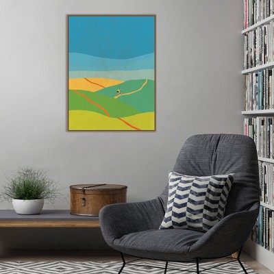 Vibrant Abstract Nature Vista Canvas Wall Art with Beaded Frame