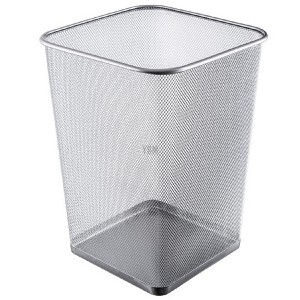 YBM Home 5 Gallon Silver Steel Mesh Square Open Top Waste Basket Trash Can (2487) - 1 of 4