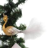 Golden Bell Collection Golden Swan Clip On  -  4.00 Inches -  Ornament Czech Feather  -  Br456  -  Glass  -  Gold