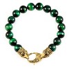 Crucible Men's Green Tiger Eye Stone Bead Antiqued Lobster Clasp Bracelet (10mm) - 8" - 2 of 4