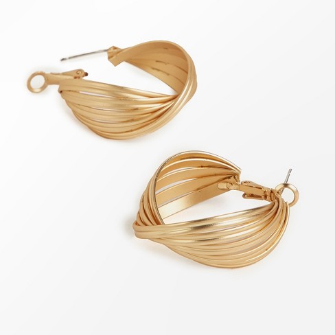 Women's Sculptural Twisted Metal Hoop Earrings-Cupshe - image 1 of 4