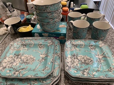 222 Fifth Adelaide 16-Piece Porcelain Dinnerware Set, Blue - On Sale - Bed  Bath & Beyond - 12298595