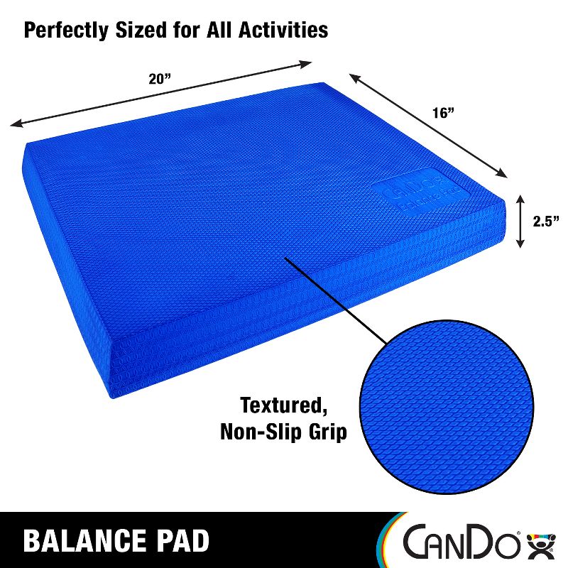 CanDo Balance Pad 16" x 20" x 2.5" Blue - Foam Stability Trainer for Balance, Stretching, Physical Therapy, Mobility, Rehabilitation and Core Training, 4 of 7