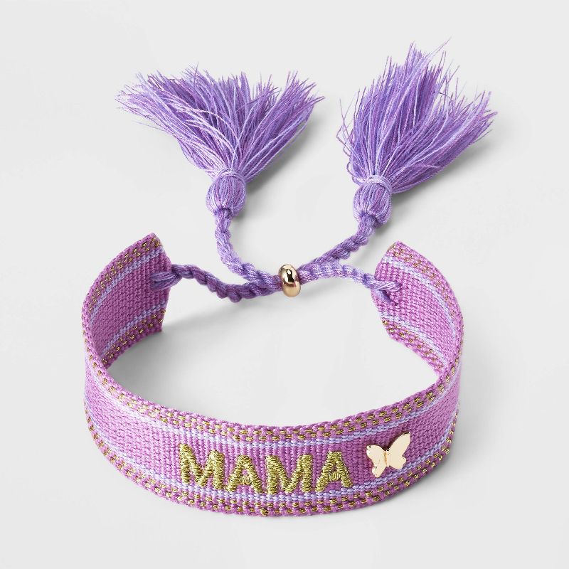 14k Gold Dipped Butterfly &#34;Mama&#34; Woven Adjustable Bracelet - A New Day&#8482; Purple, 4 of 8