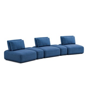 HOMES: Inside + Out 5pc Povoa 159" Modular Curved Sectional Sofa Modern Chenille with Extendable Backrest Blue - 1 of 4