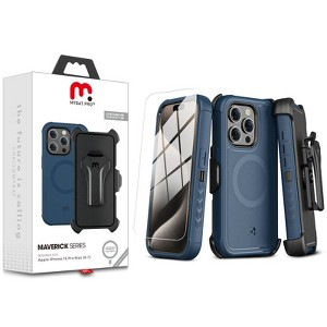 MyBat Pro Maverick Series MagSafe Case w/ Holster and Tempered Glass for Apple iPhone 15 Pro Max (6.7) - Grey - 1 of 4