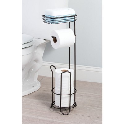 Bronze Steel Free Standing Toilet Paper Holder with Shelf
