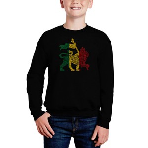LA Pop Art Rasta Lion - One Love - Boy's Word Art Crewneck Sweatshirt - 1 of 3