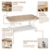 COZAYH Coffee Table, Rustic Farmhouse Tray Top Accent Table with Storage Shelf - Cottagecore Living Room Table, Natural/White Handcrafted Finish - 3 of 4