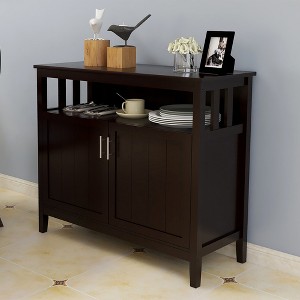 KWPZQEB Buffet Cabinet, Kitchen Storage Sideboard with Doors & Open Storage, Coffee Bar Storage Cabinet with Adjustable Shelf for Living Room,Entryway - 1 of 4