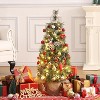 homfan Pre-Lit Small Artificial Mini Christmas Tree, Christmas Tree Prelit with Vintage Potted Base, , Home Decor Indoor for Bedroom, Fireplace - 4 of 4