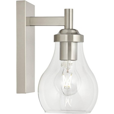 Danvers 13" Modern Minimalist Nickel Wall Sconce with Clear Globe