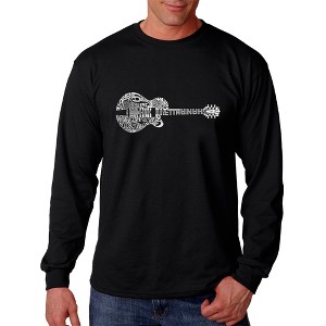 LA Pop Art Men's Word Art Long Sleeve T-shirt - Country Guitar - 1 of 4