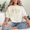Simply Sage Market Women's Be Real Not Perfect Gold Short Sleeve Garment Dyed Tee - L - Ivory - 2 of 3